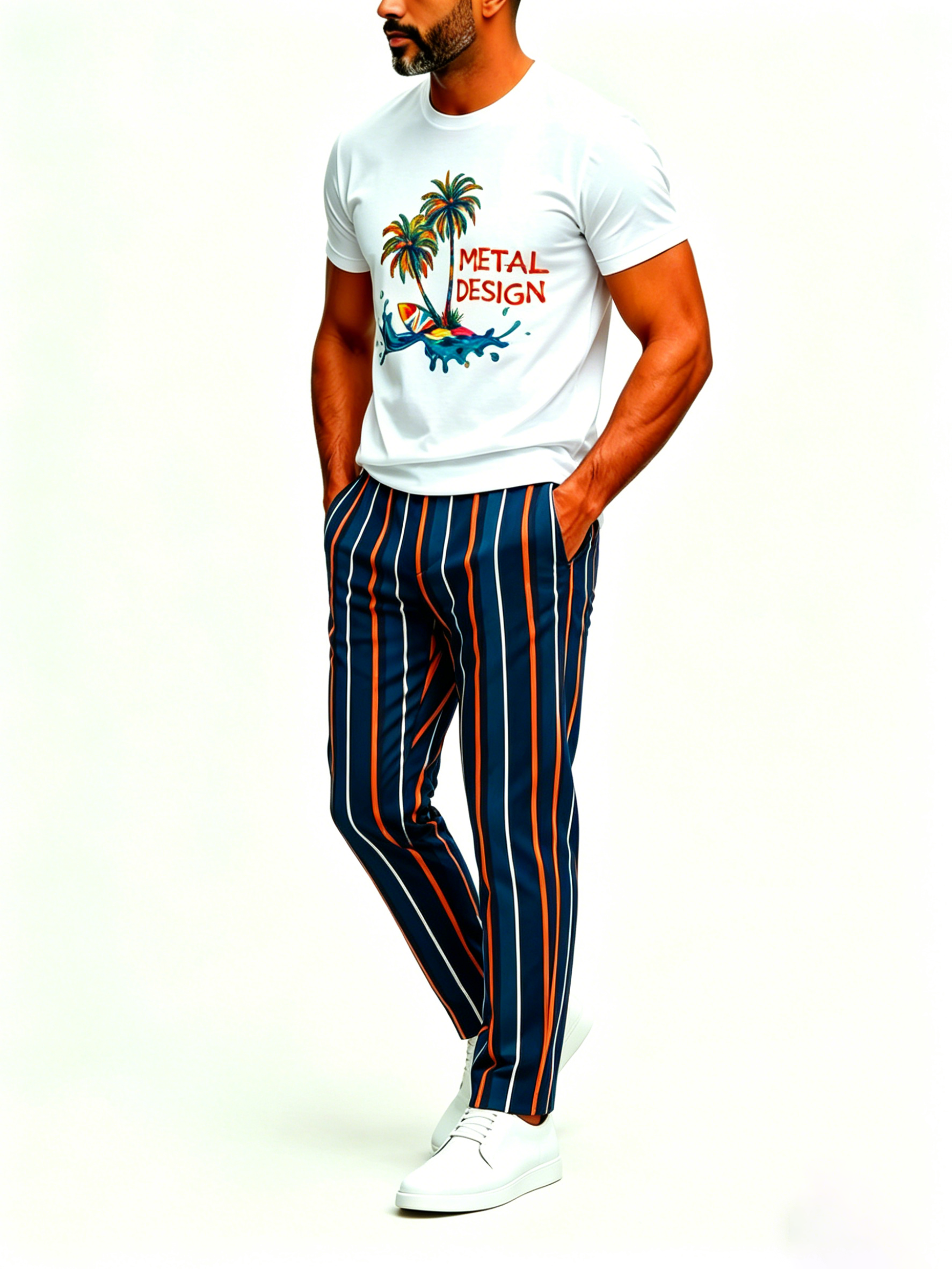 Short Sleeve T-Shirt & Pants Set Luxury Inspired Print Breathable Lightweight 2-Piece Outfit S-5XL