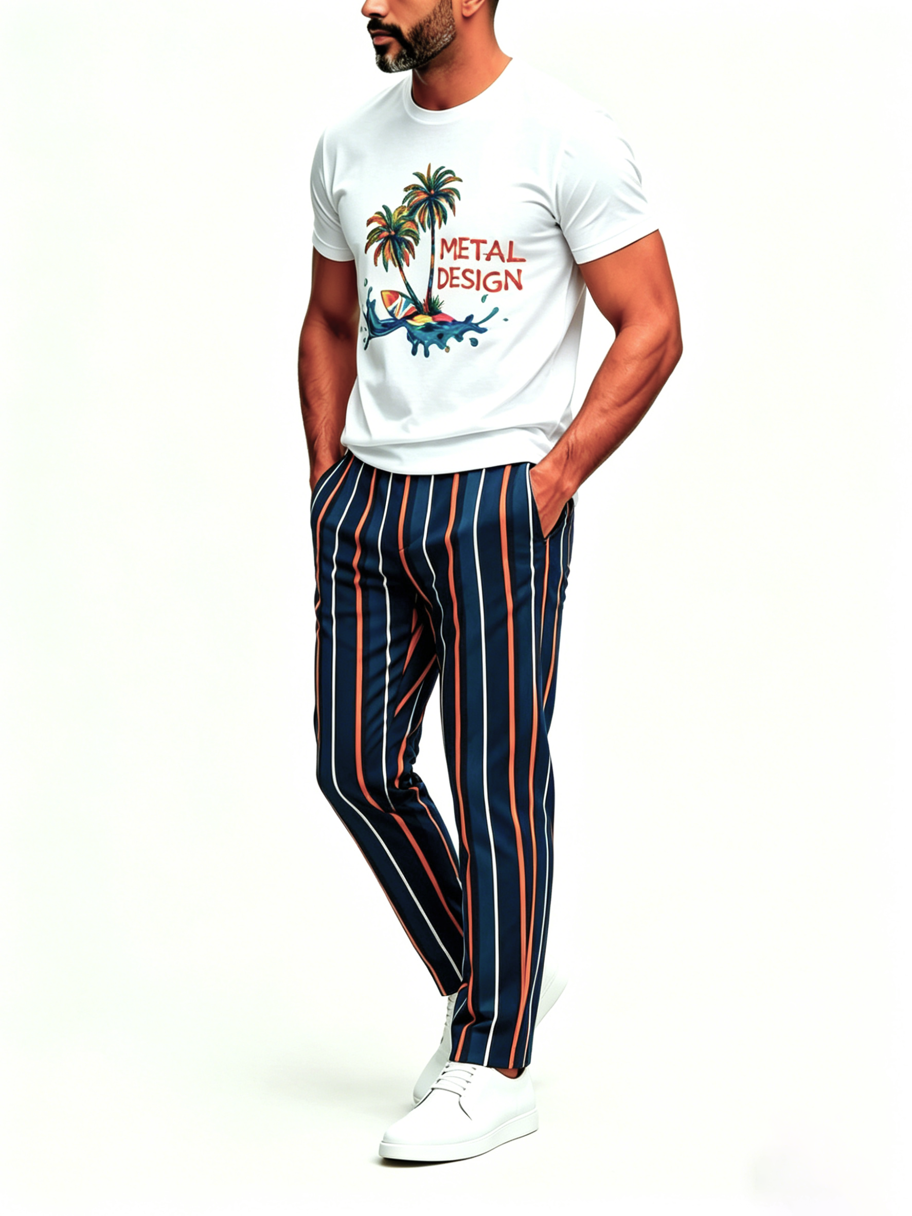 Short Sleeve T-Shirt & Pants Set Luxury Inspired Print Breathable Lightweight 2-Piece Outfit S-5XL