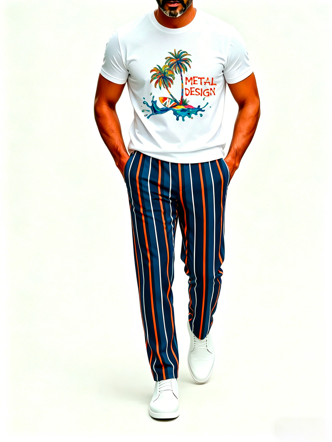 Short Sleeve T-Shirt & Pants Set Luxury Inspired Print Breathable Lightweight 2-Piece Outfit S-5XL