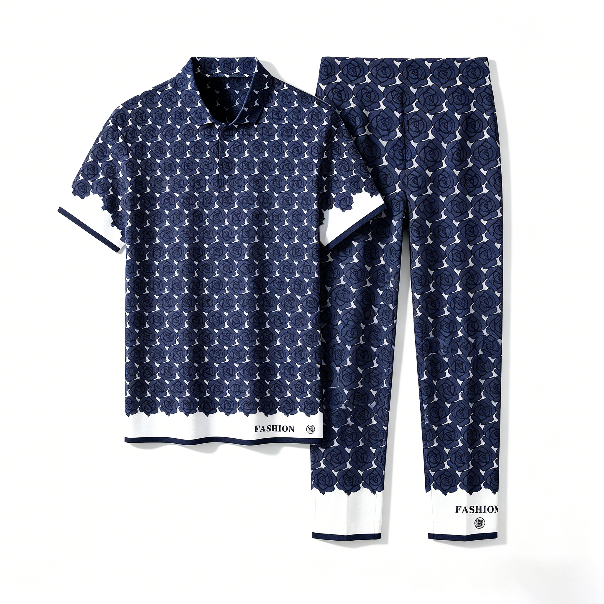 Collared Polo Shirt & Trousers Set — Luxury Brand-Style Printed Casual Sportswear, Sizes S–5XL (Including Plus Sizes)