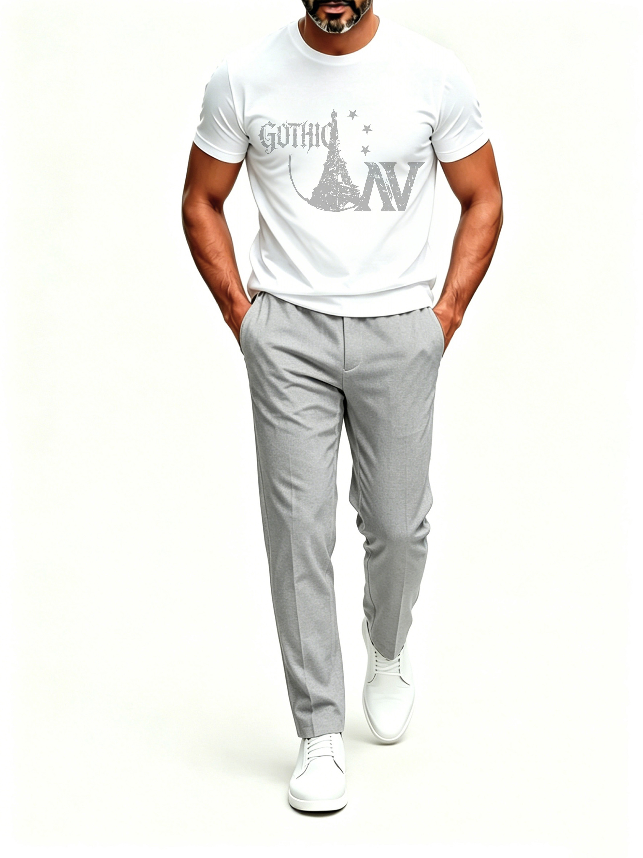 Short Sleeve T-Shirt & Pants Set Luxury Inspired Print Breathable Lightweight 2-Piece Outfit S-5XL
