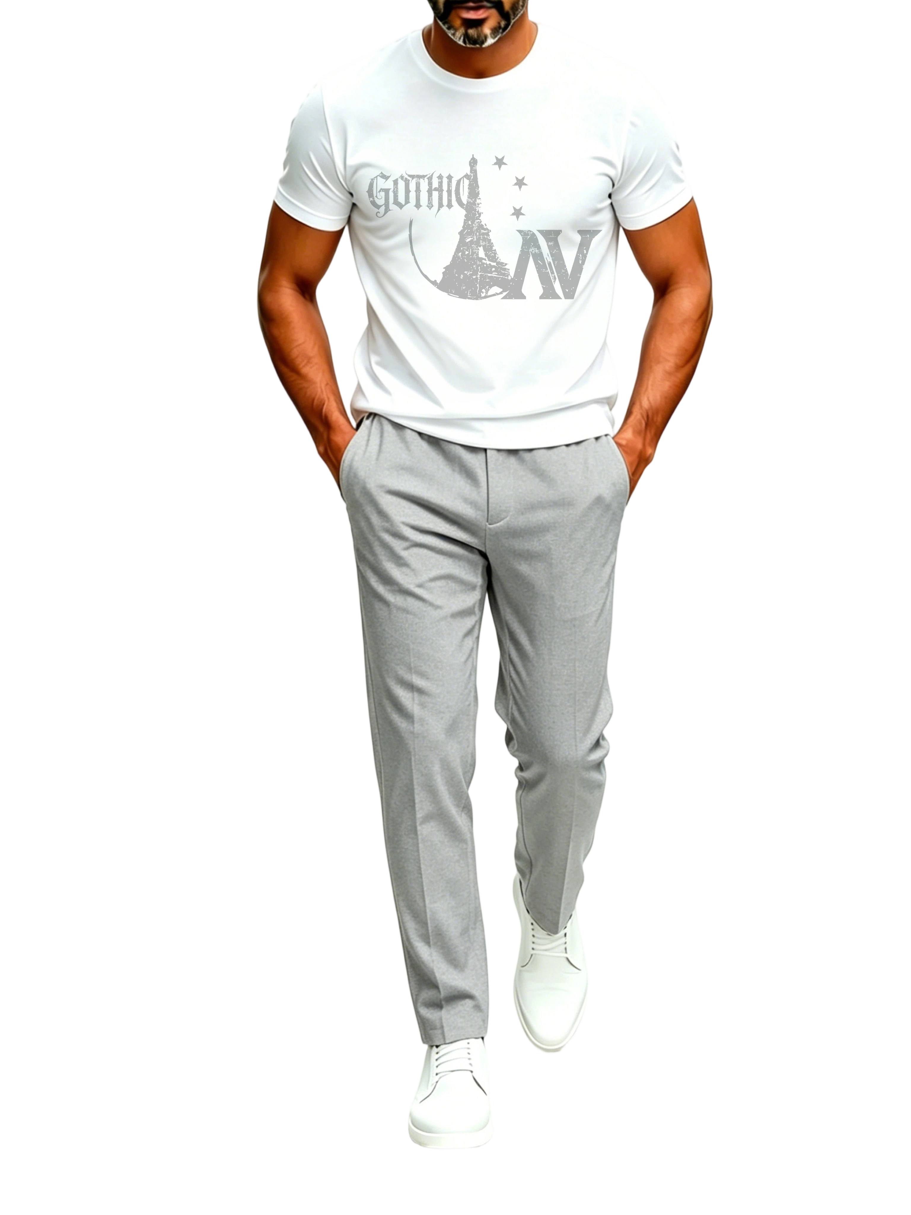 Short Sleeve T-Shirt & Pants Set Luxury Inspired Print Breathable Lightweight 2-Piece Outfit S-5XL