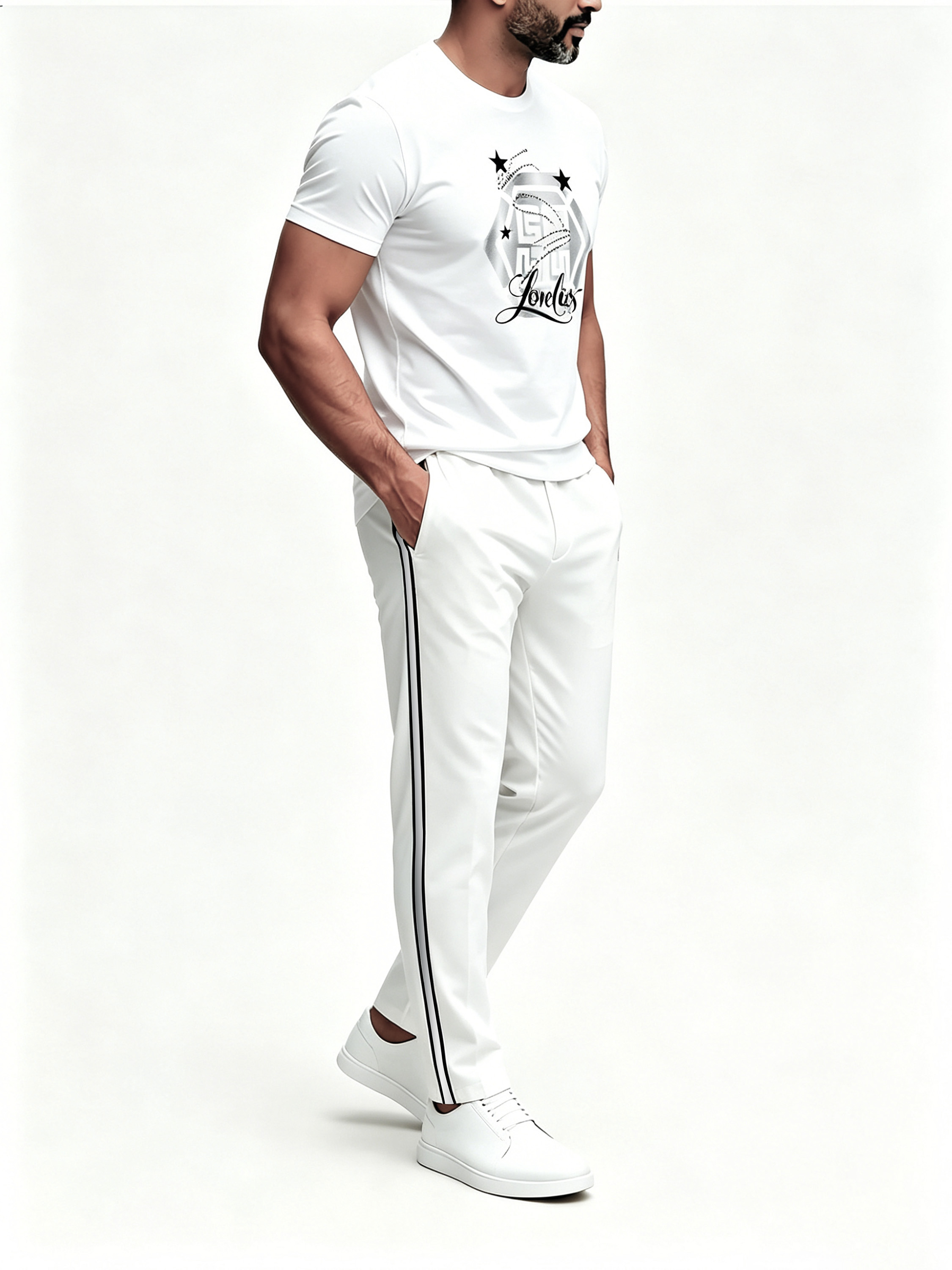 Short Sleeve T-Shirt & Pants Set Luxury Inspired Print Breathable Lightweight 2-Piece Outfit S-5XL