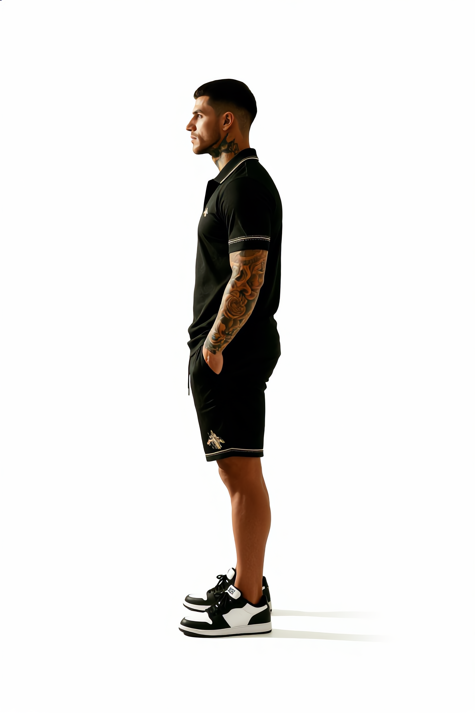 Collared Polo Shirt & Shorts Set — Luxury Brand-Inspired Printed Casual Sportswear, Plus Sizes S–5XL