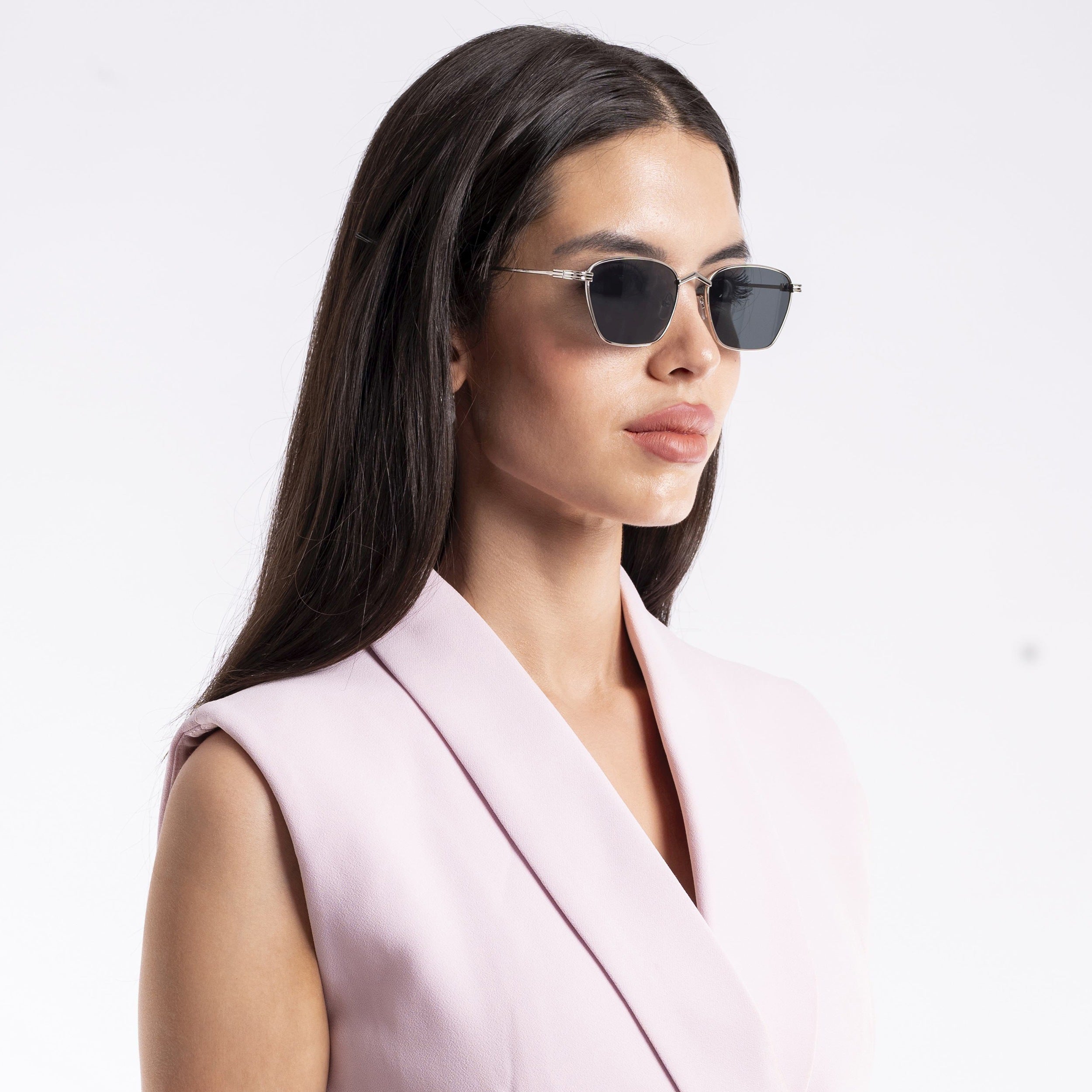  Black Silver Retro Square Sunglasses 