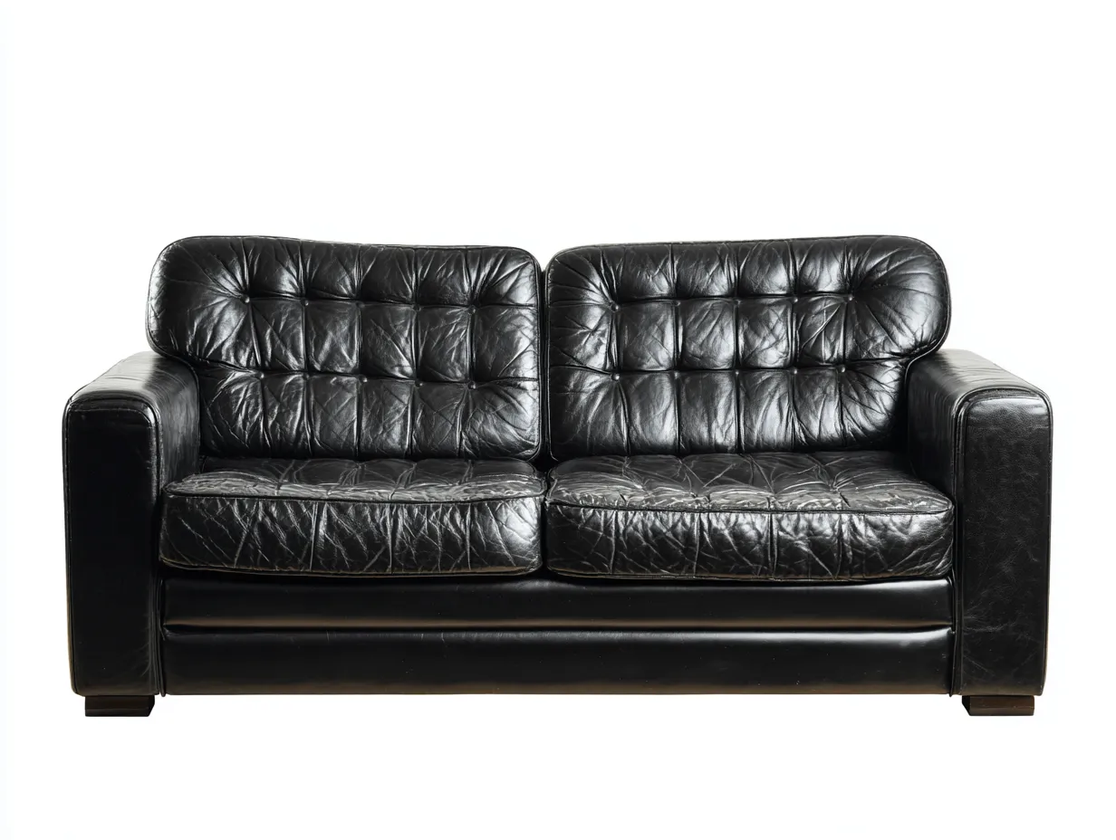 Divano a due posti - Pelle - 170x92x80 cm - Nero - Stile moderno-Pinegohub