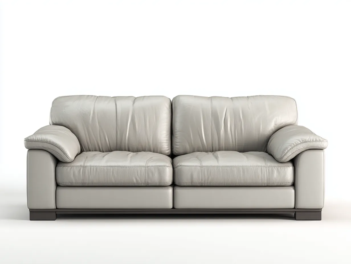 Divano a due posti - Pelle - 180x98x85 cm - Grigio chiaro - Stile moderno-Pinegohub