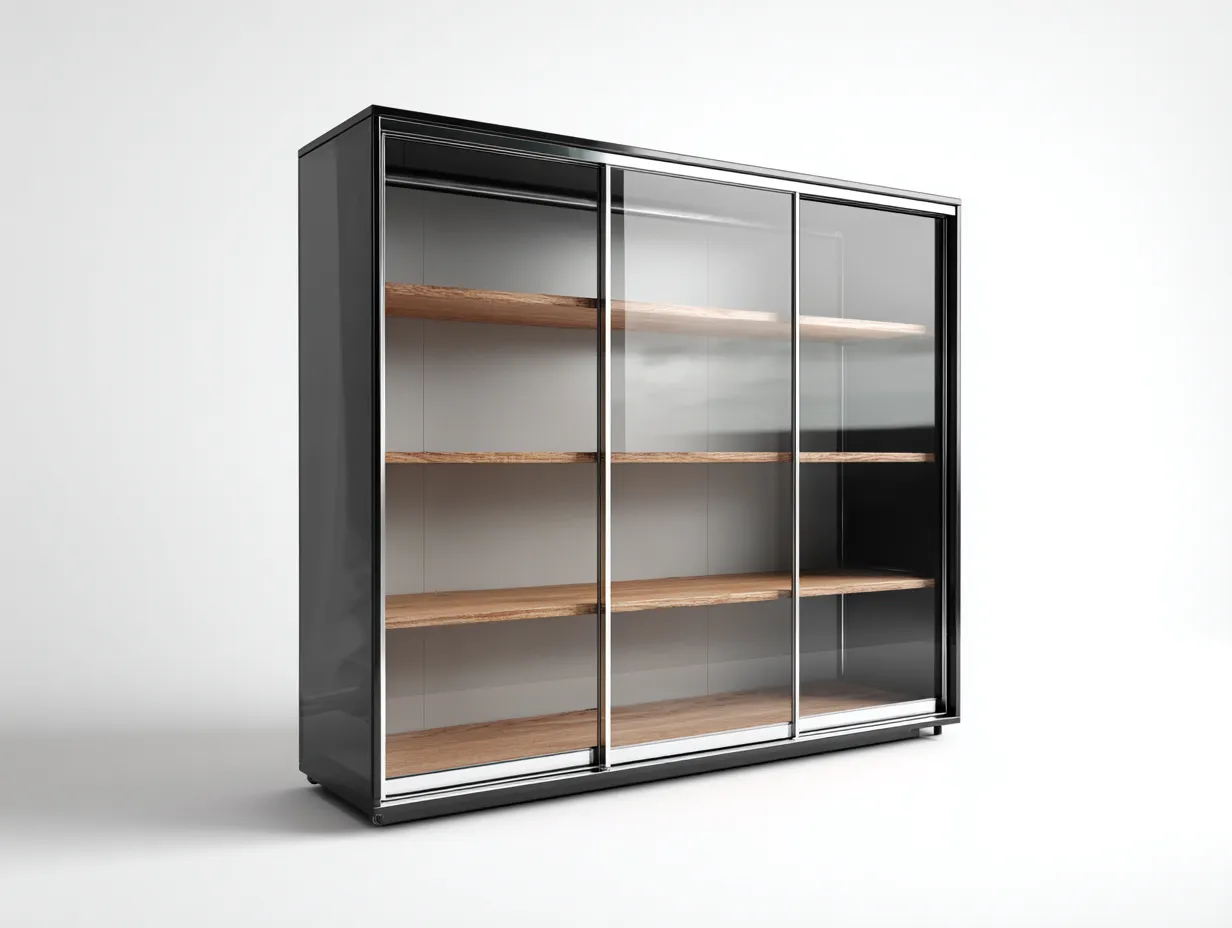 Vetrina - Metallo-Vetro-Legno - 160x45x120 cm - Nero - Stile moderno-Pinegohub