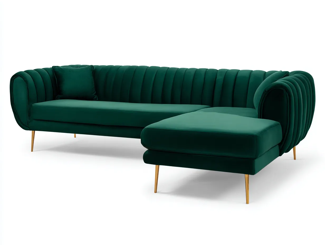 Divano angolare - Tessuto - 260x165x78 cm - Verde scuro - Design contemporaneo-Pinegohub