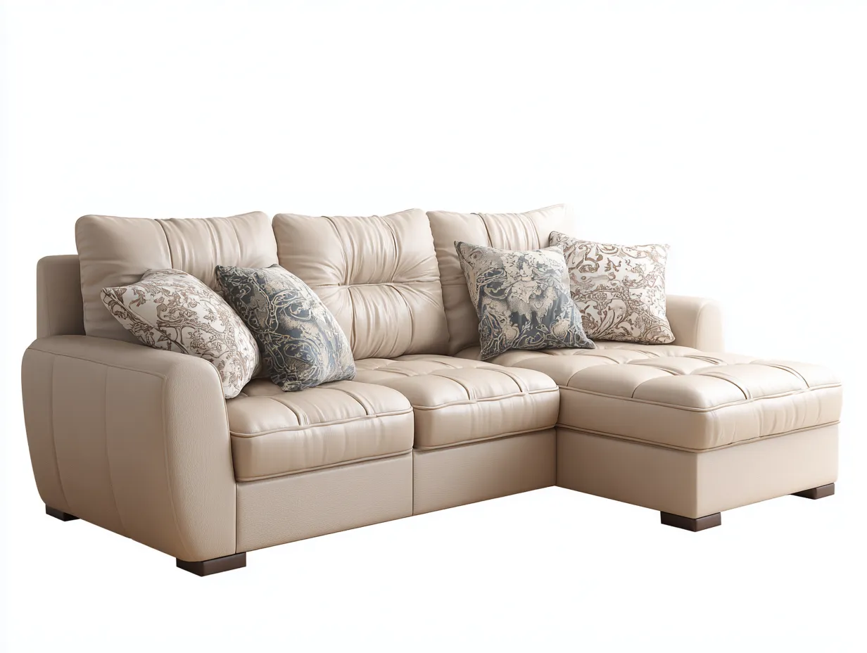 Divano angolare - Pelle - 258x152x85 cm - Beige - Stile moderno-Pinegohub