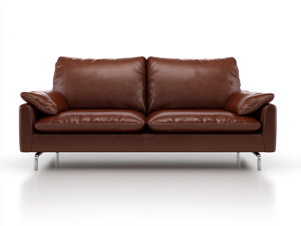 Divano a due posti - Pelle - 188x97x82 cm - Marrone - Stile moderno-Pinegohub