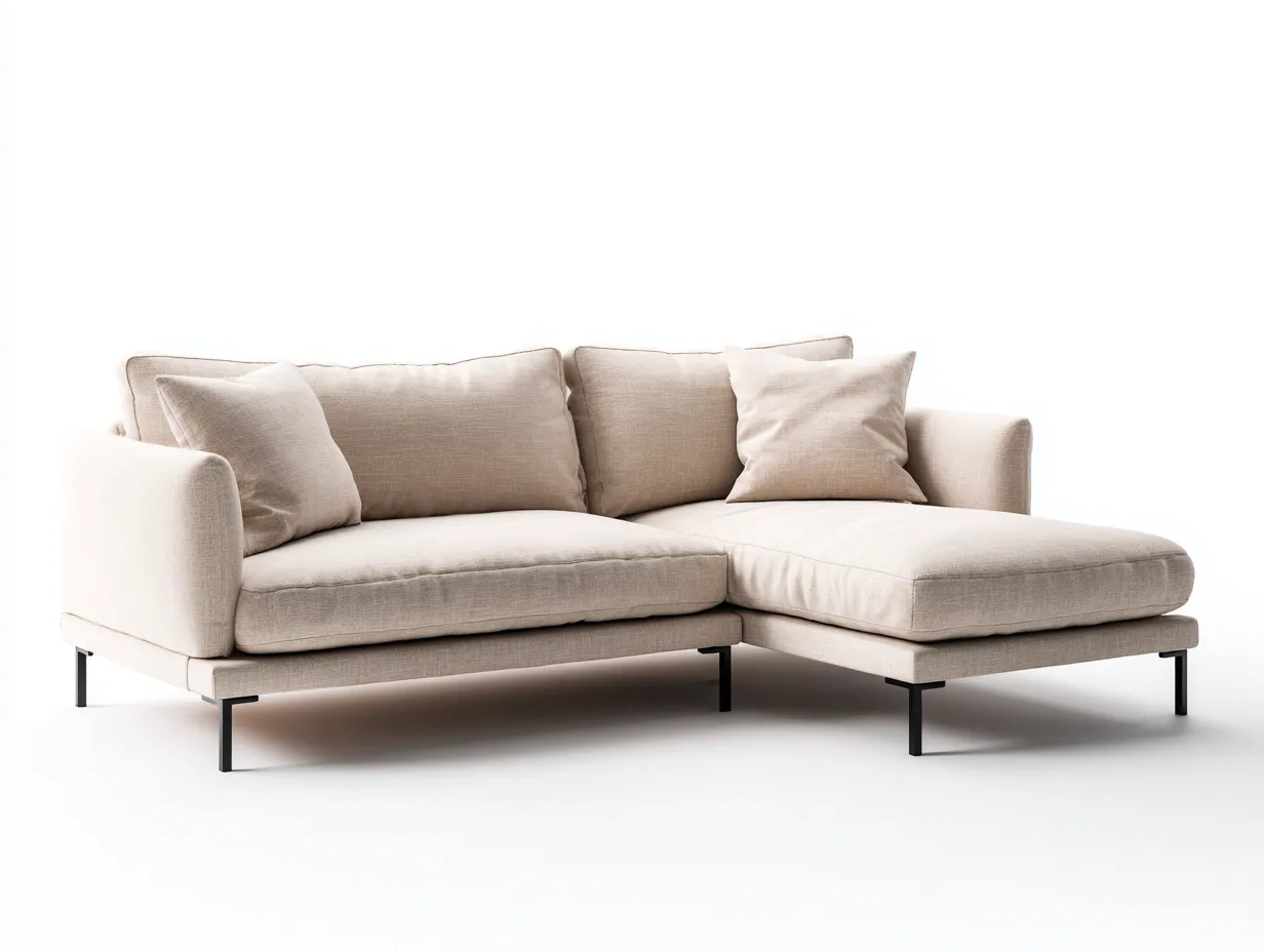 Divano angolare - Tessuto - 240x165x88 cm - Beige - Stile moderno-Pinegohub