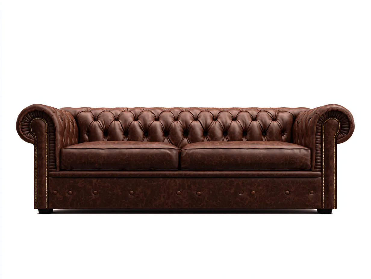 Divano a due posti - Pelle - 198x96x74 cm - Marrone scuro - Stile classico-Pinegohub