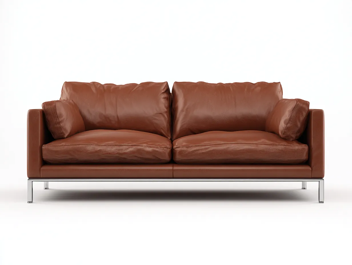 Divano a due posti - Pelle - 186x99x85 cm - Marrone - Stile moderno-Pinegohub