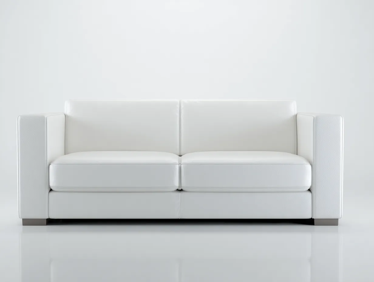 Divano a due posti - Pelle - 176x94x82 cm - Bianco - Stile moderno-Pinegohub