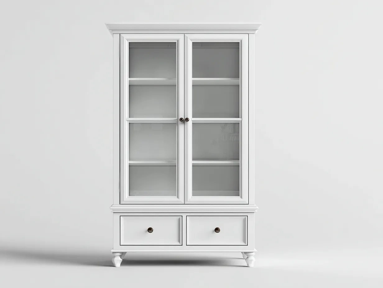 Vetrina - Legno-Vetro - 90x41x196 cm - Bianco - Stile classico-Pinegohub