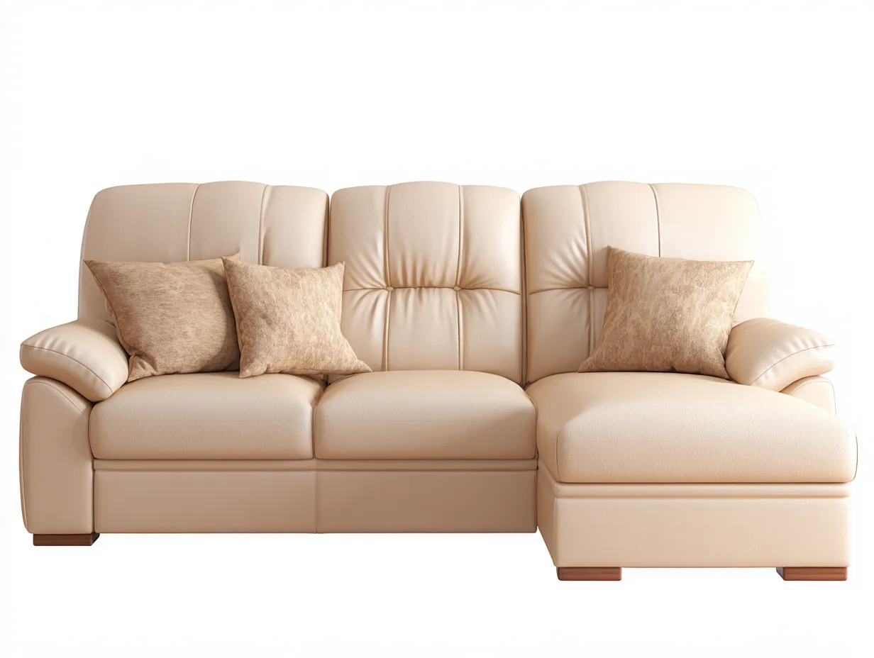 Divano angolare - Pelle - 255x160x90 cm - Beige - Stile moderno-Pinegohub