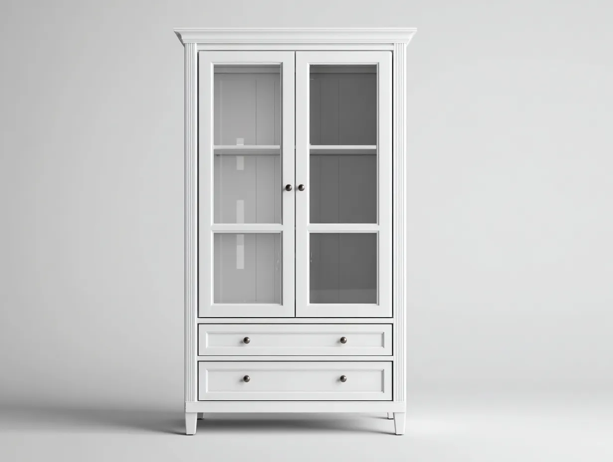 Vetrina - Legno-Vetro - 86x40x200 cm - Bianco - Stile classico-Pinegohub