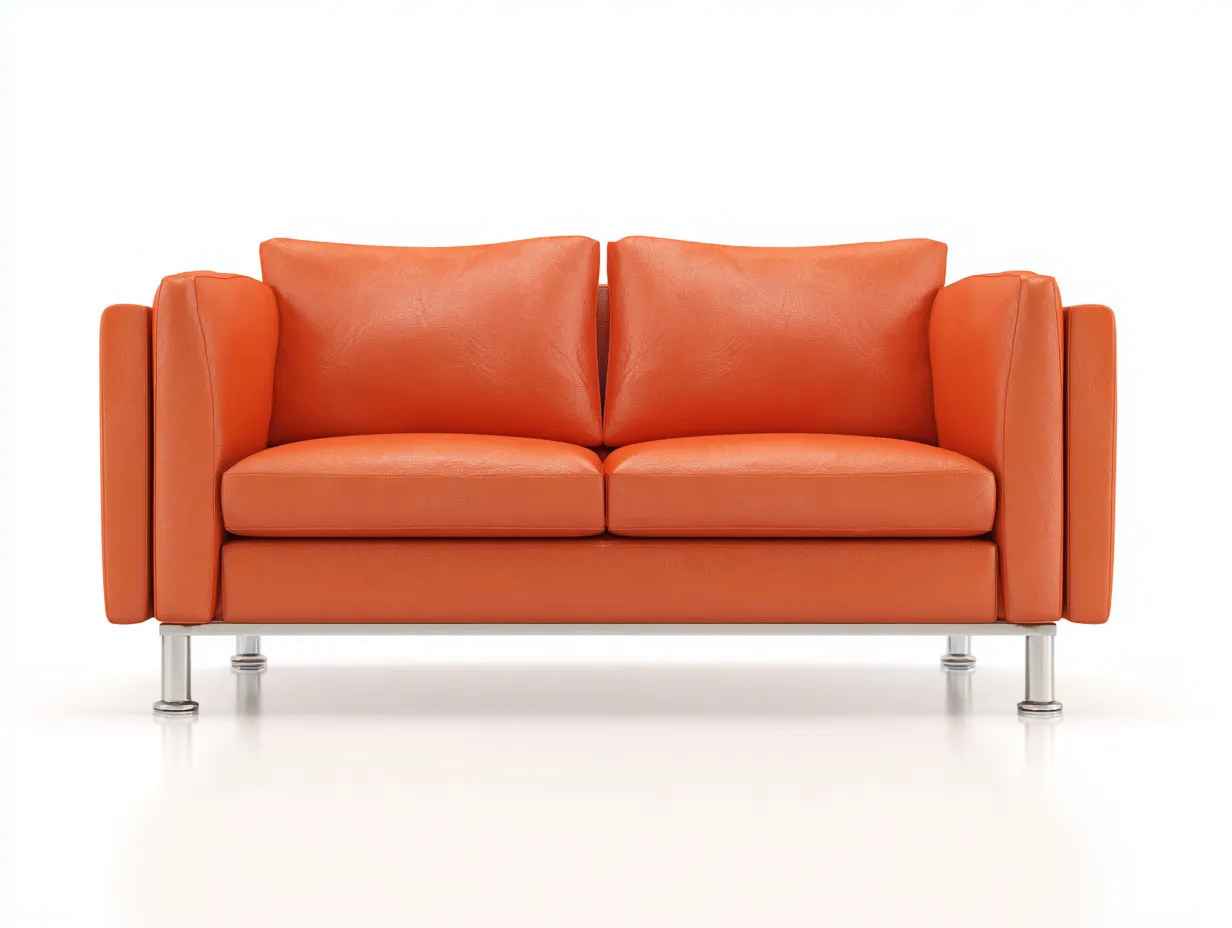 Divano a due posti - Pelle - 172x90x80 cm - Arancione - Stile moderno-Pinegohub