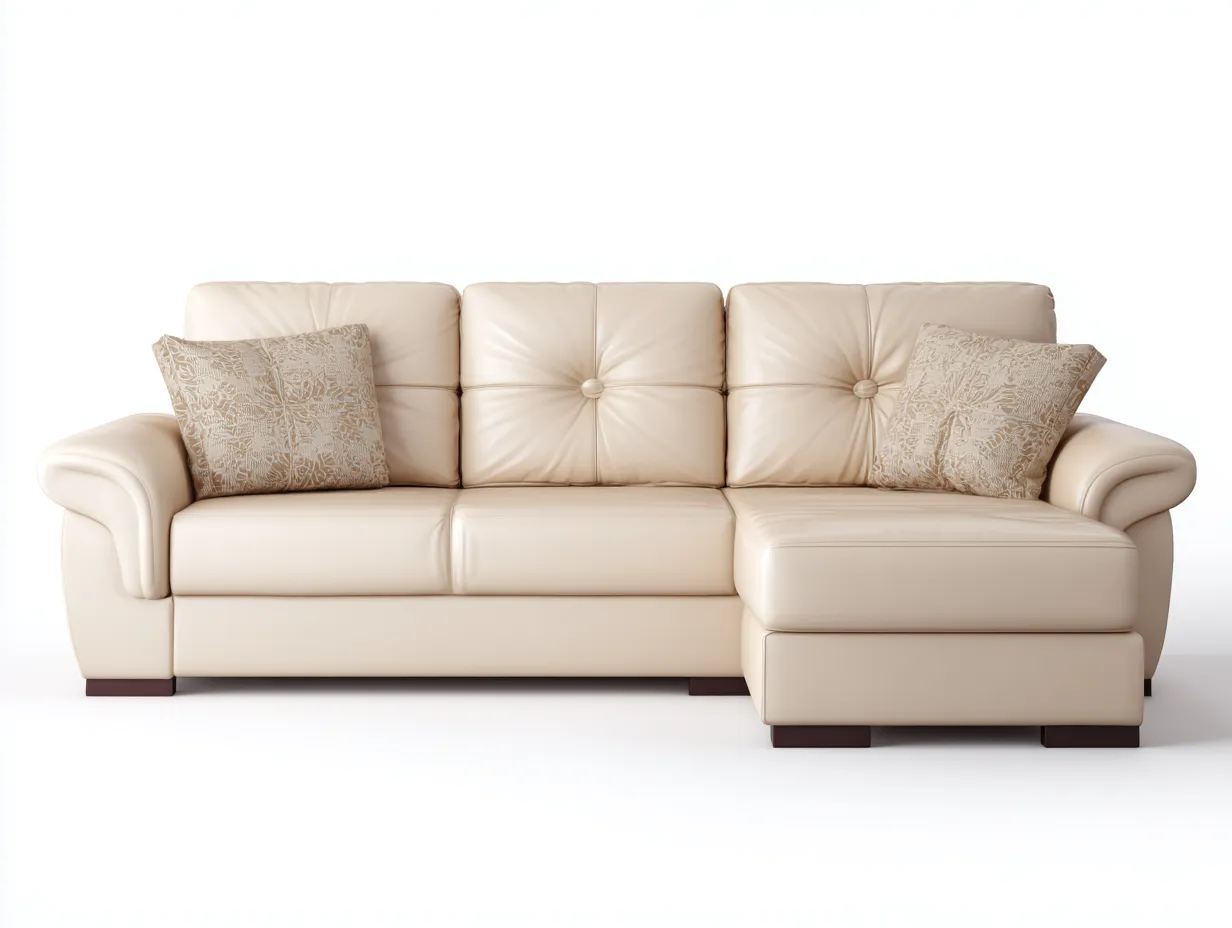 Divano angolare - Pelle - 260x165x92 cm - Beige - Stile contemporaneo-Pinegohub