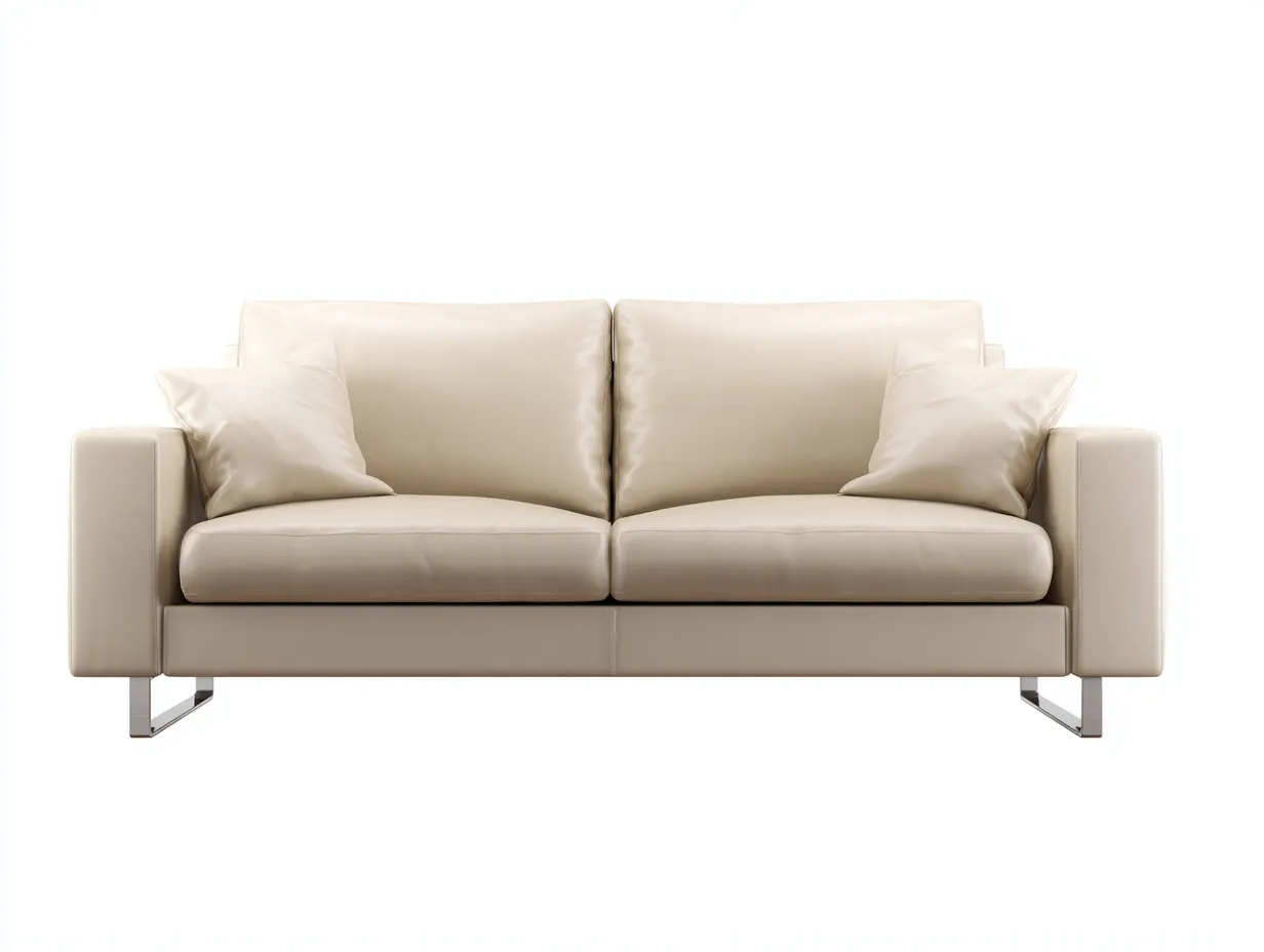 Divano a due posti - Pelle - 182x95x83 cm - Avorio - Stile moderno-Pinegohub