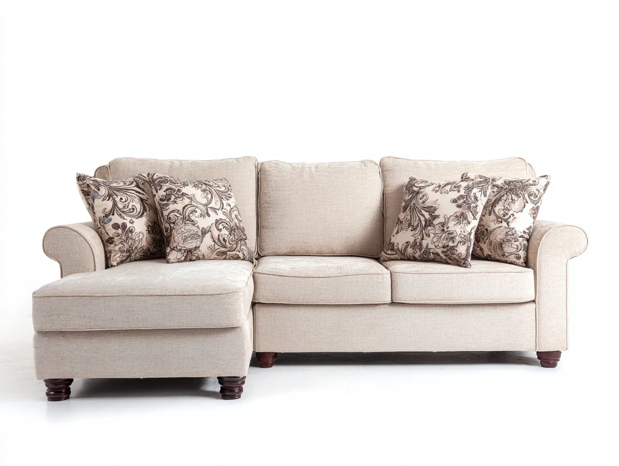 Divano angolare - Tessuto - 245x150x82 cm - Beige - Stile classico-Pinegohub