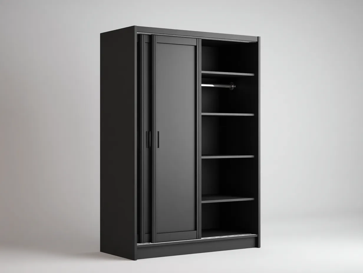 Armoire en bois avec portes coulissantes pour chambre 200x60x210 cm - noir - style moderne-Cozymyhub