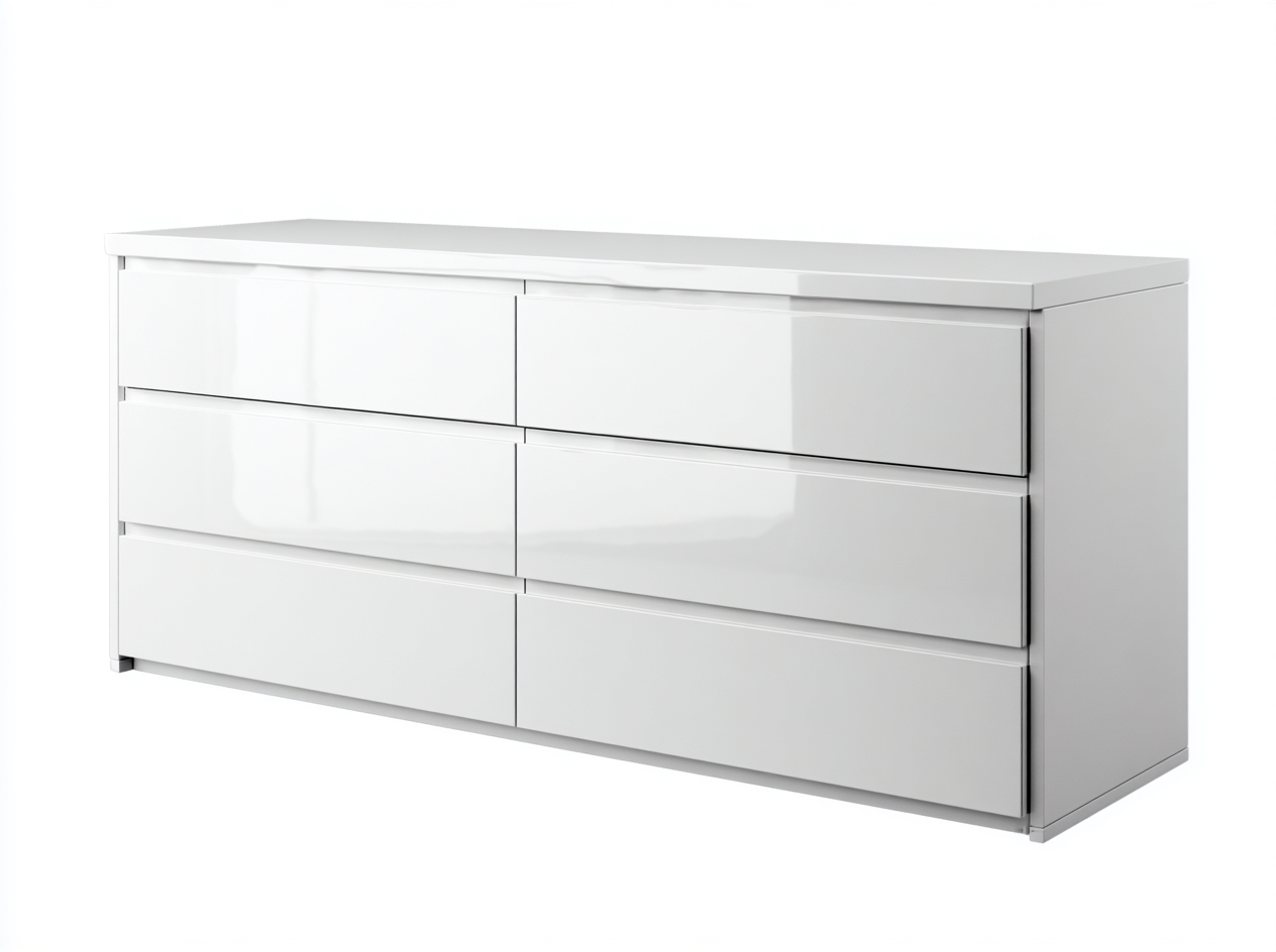 Commode moderne 160x48x78 cm avec 6 tiroirs - blanc brillant - design contemporain-Cozymyhub
