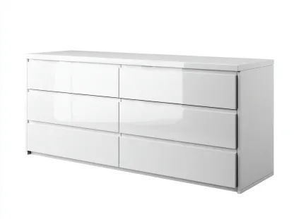 Commode moderne 160x48x78 cm avec 6 tiroirs - blanc brillant - design contemporain-Cozymyhub