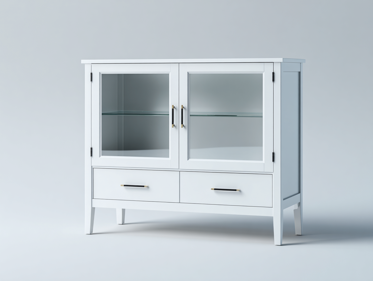 Vitrine en bois et verre 110x45x120 cm - blanc - style contemporain-Cozymyhub