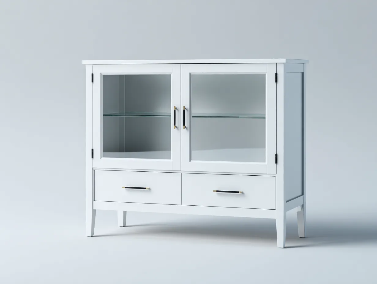 Vitrine en bois et verre 110x45x120 cm - blanc - style contemporain-Cozymyhub
