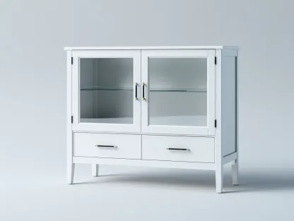 Vitrine en bois et verre 110x45x120 cm - blanc - style contemporain-Cozymyhub