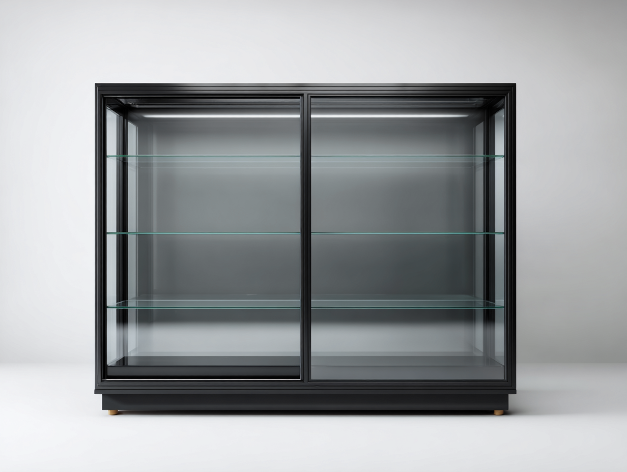 Vitrine en verre et métal noir 120x40x90 cm - rangement intérieur - design contemporain-Cozymyhub