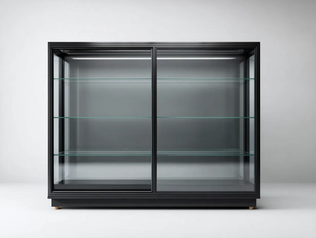 Vitrine en verre et métal noir 120x40x90 cm - rangement intérieur - design contemporain-Cozymyhub