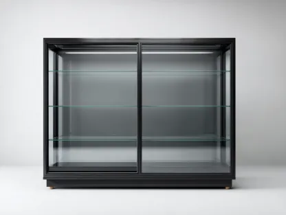 Vitrine en verre et métal noir 120x40x90 cm - rangement intérieur - design contemporain-Cozymyhub