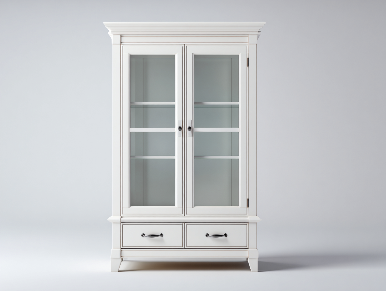 Vitrine avec portes vitrées et espaces de rangement 80x40x190 cm - Blanc - Vitrine classique pour intérieur-Cozymyhub