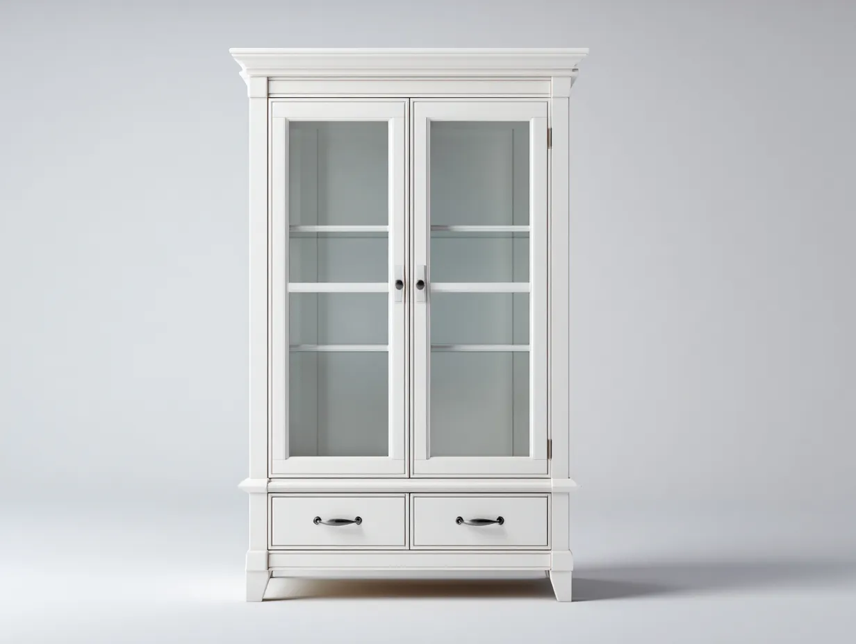 Vitrine avec portes vitrées et espaces de rangement 80x40x190 cm - Blanc - Vitrine classique pour intérieur-Cozymyhub