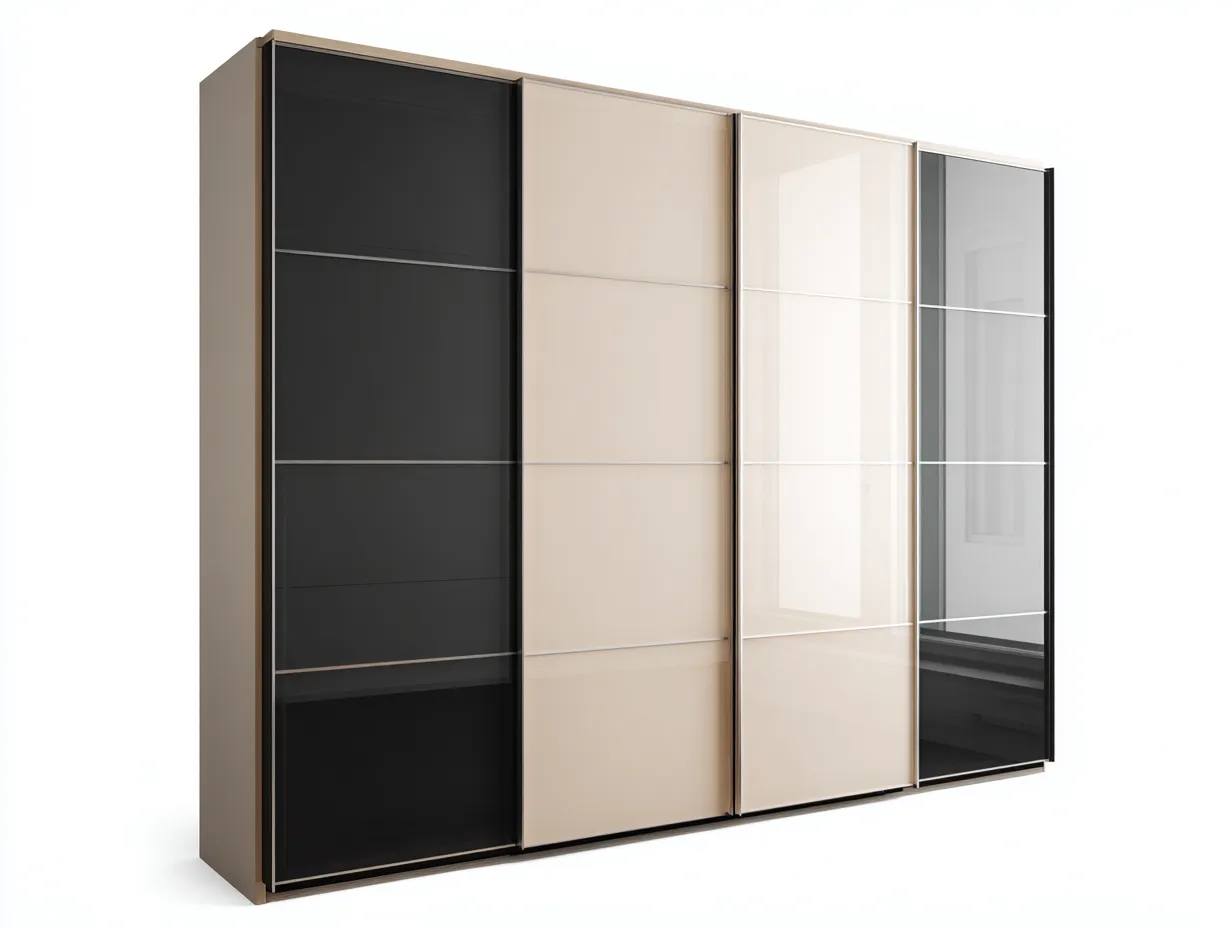 Armoire à portes coulissantes 200x65x215 cm - noir et beige - design moderne-Cozymyhub