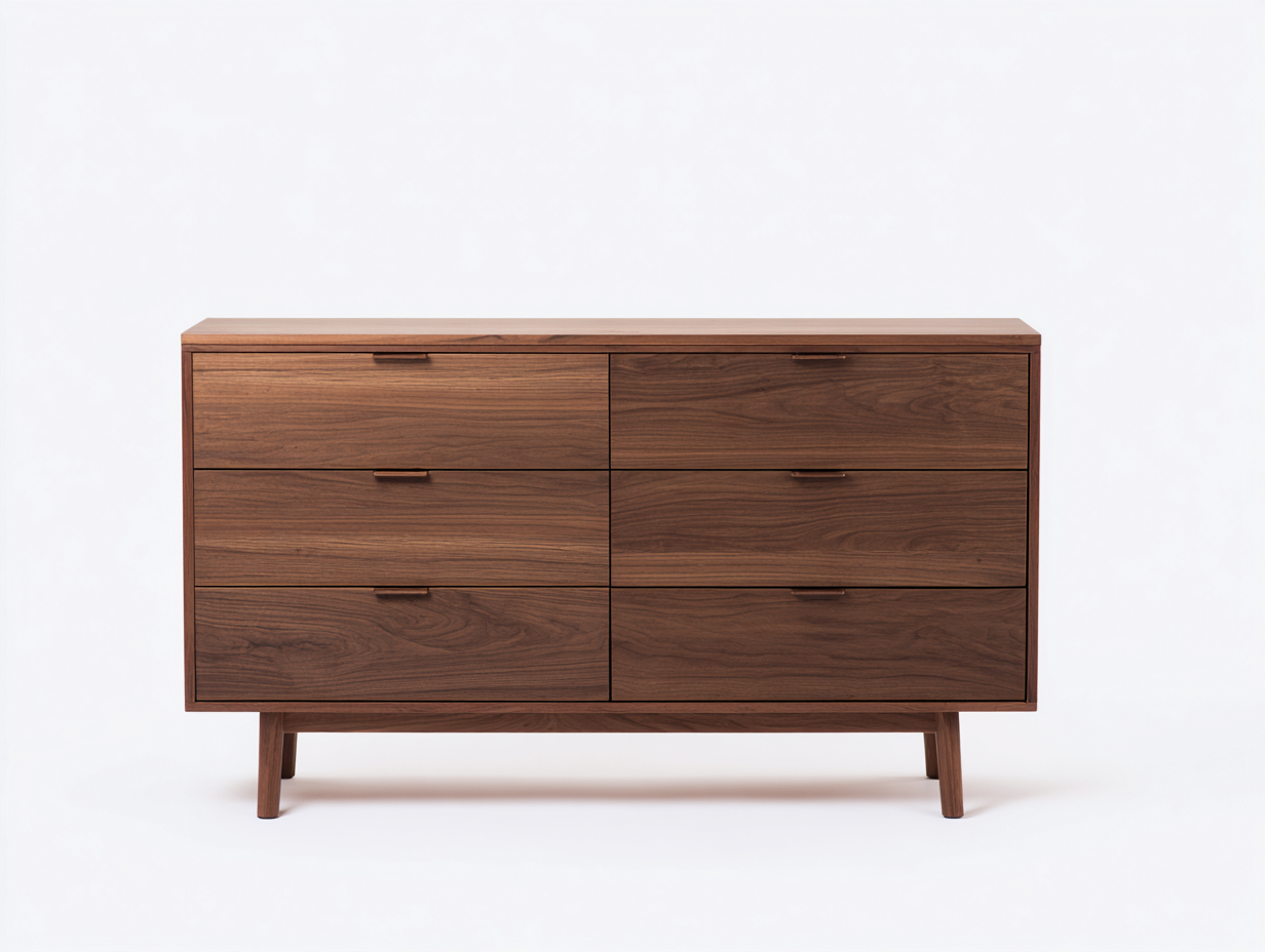 Commode en bois 160x45x80 cm avec 6 tiroirs - noyer - style contemporain-Cozymyhub