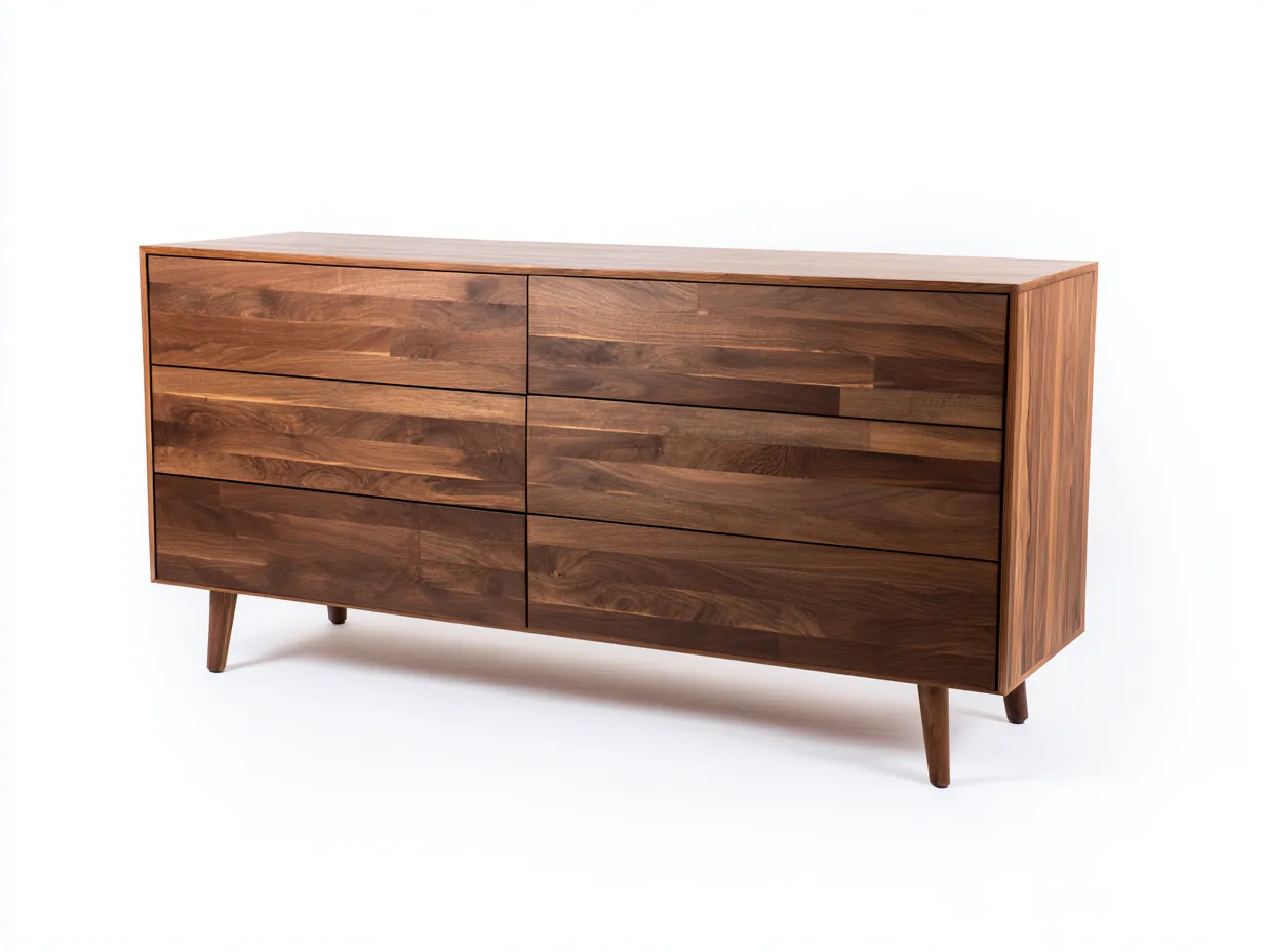 Commode en bois avec tiroirs pour chambre 160x45x75 cm - noyer - style moderne-Cozymyhub