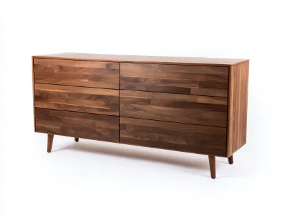 Commode en bois avec tiroirs pour chambre 160x45x75 cm - noyer - style moderne-Cozymyhub