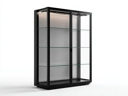 Vitrine en verre avec portes vitrées et étagères 90x40x180 cm - Noir - Vitrine moderne pour intérieur-Cozymyhub