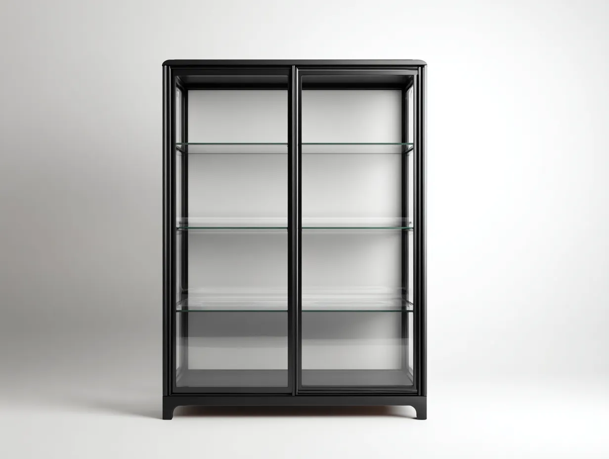 Vitrine en bois et verre 90x40x180 cm - noir - style contemporain-Cozymyhub