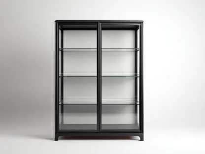 Vitrine en bois et verre 90x40x180 cm - noir - style contemporain-Cozymyhub
