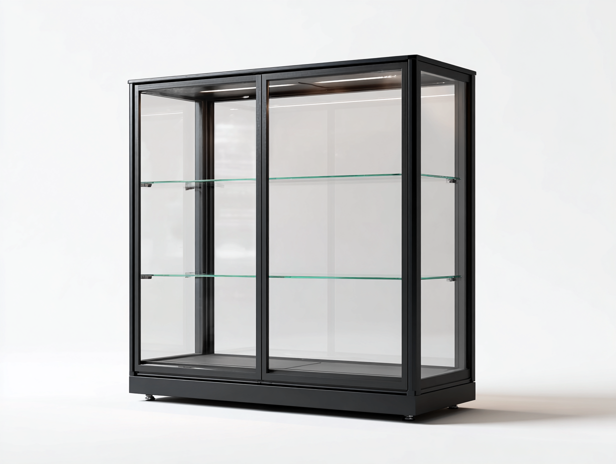 Vitrine en métal et verre 120x45x150 cm - noir - design moderne-Cozymyhub
