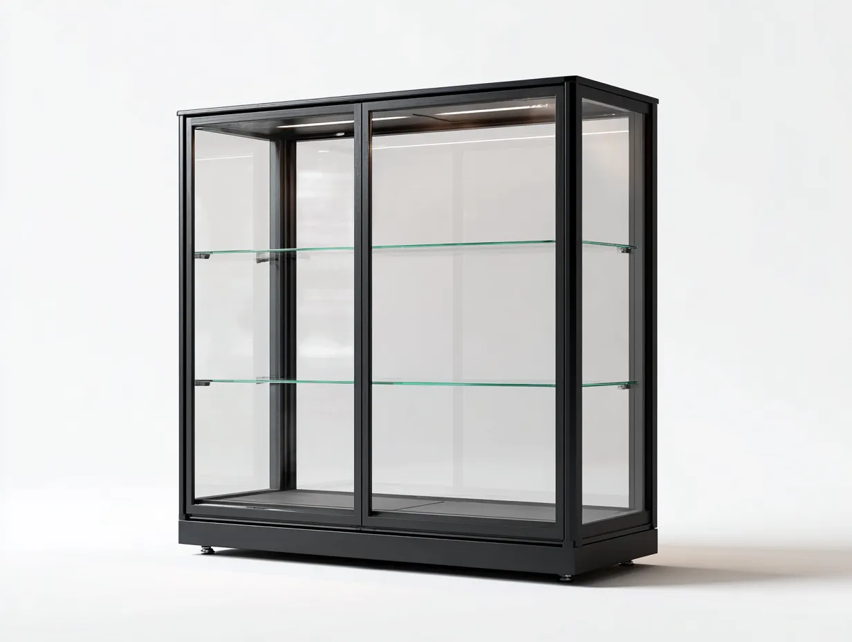 Vitrine en métal et verre 120x45x150 cm - noir - design moderne-Cozymyhub