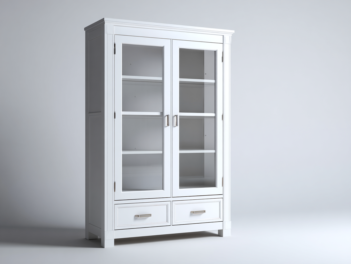 Vitrine en bois avec portes vitrées pour salon et entrée 80x40x180 cm - blanc - style classique-Cozymyhub