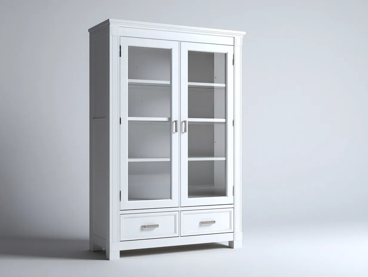 Vitrine en bois avec portes vitrées pour salon et entrée 80x40x180 cm - blanc - style classique-Cozymyhub