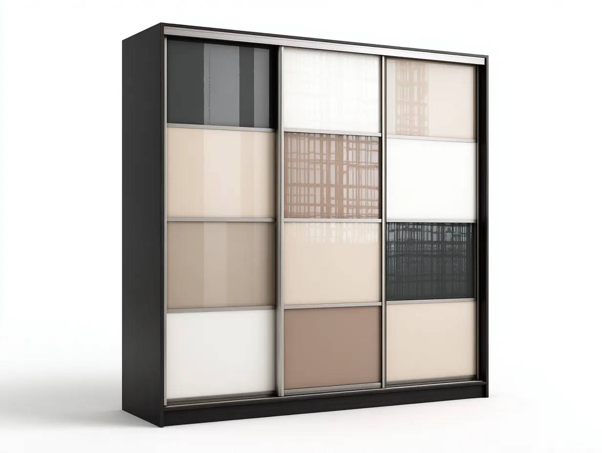 Armoire avec portes coulissantes en panneaux décoratifs 220x65x210 cm - Noir-Beige-Blanc-Gris - Armoire moderne pour intérieur-Cozymyhub