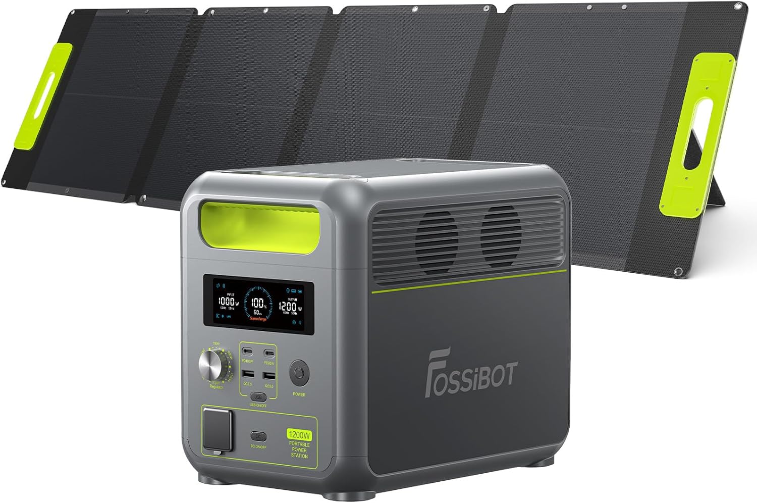 FOSSiBOT F1200 Solargenerator mit 110W Solarpanel, 1200W Tragbare Powerstation 1 – Automatisch